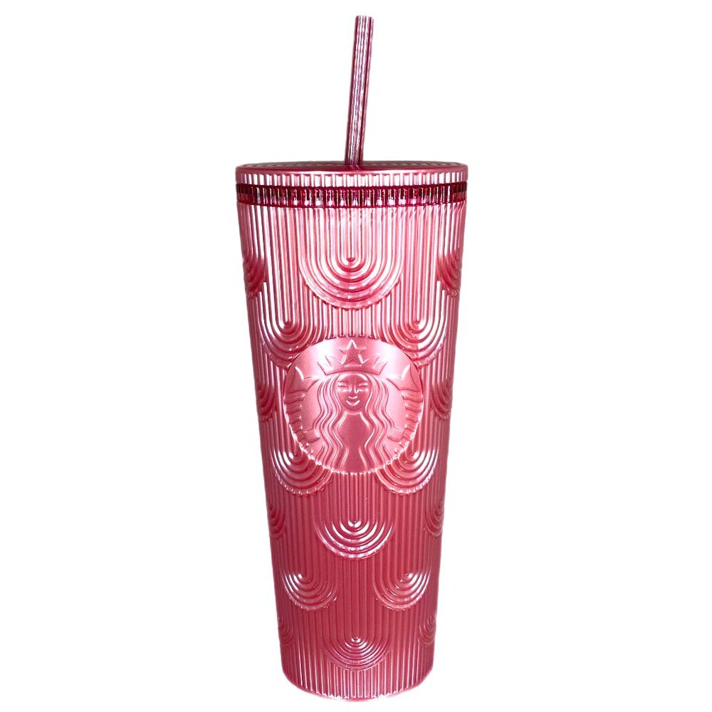 Starbucks Dusty Rose Pink Shimmer Shell Tumbler 24oz Venti NWT Mermaid